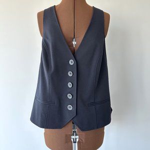 Black Button Front Vest with Racerback